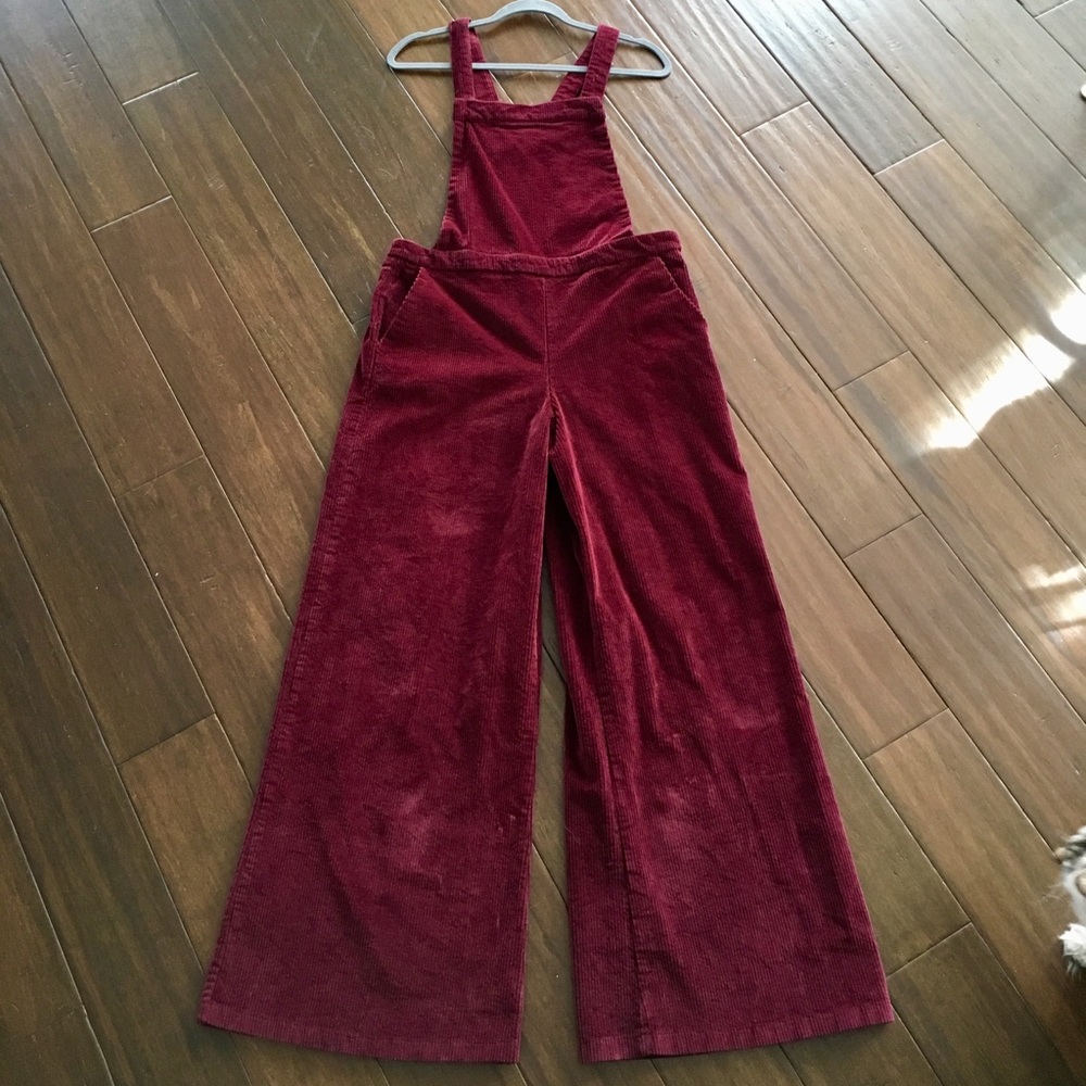 burgundy corduroy overalls